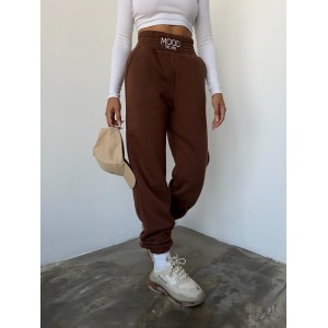Спортивні брюки жіночі BASCO FASHION 503 на флісі сірі шоколад