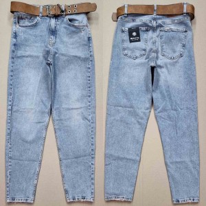Джинси жіночі MIKALETTA JEANS 3079 MOM Блакитний з кофейним відтінком