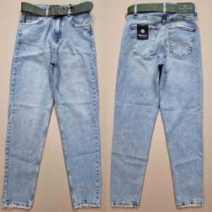 Джинси жіночі MIKALETTA JEANS 3079 MOM Блакитний з зеленкою