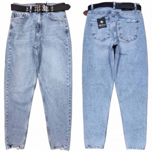 Джинси жіночі MIKALETTA JEANS 3079 MOM Блакитний з чорним поясом