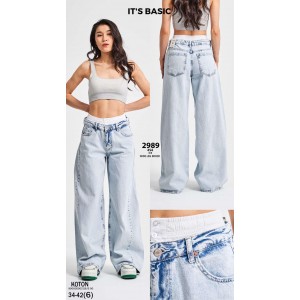 Джинсы женские IT'S BASIC JEANS 2989-FULL WIDE LEG BOXER ГОЛУБОЙ