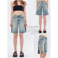 Шорти жіночі CRACKPOT JEANS 4545 BERMUD БЛАКИТНИЙ З ЗЕЛЕНЦЕЮ