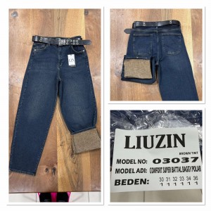 Джинси жіночі LIUZIN JEANS 3037 BAGGY НА БАЙЦІ BROWN