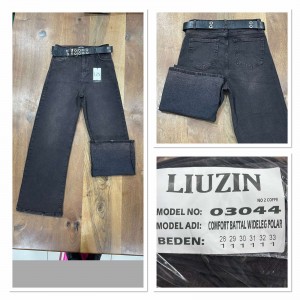 Джинси жіночі LIUZIN JEANS 03044-2 WIDE LEG НА БАЙЦІ КАВА