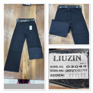 Джинси жіночі LIUZIN JEANS 03044-1 WIDE LEG НА БАЙЦІ ЧОРНИЙ
