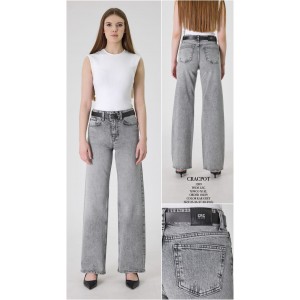 Джинси жіночі CRACKPOT JEANS 1209 Wide Leg СІРИЙ
