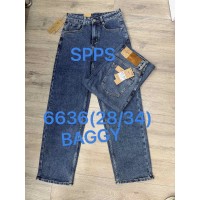Джинсы мужские SPP'S DENIM JEANS 6636 BAGGY С ЗЕЛЕНЦОЙ