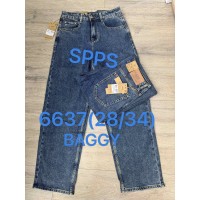 Джинсы мужские SPP'S DENIM JEANS 6637 BAGGY С ЗЕЛЕНЦОЙ
